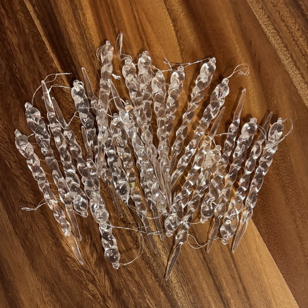 Clear Icicle Christmas Ornaments - set of 23